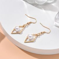 European And American Temperament Handmade Geometric Pearl Earrings Simple Rhombic Ear Studs Japanese And Korean Fashion Ear Jewelry sku image 1
