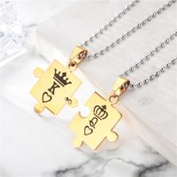 Fashion Fashion Ornament Stainless Steel Couple K Q Crown Necklace Set main image 4