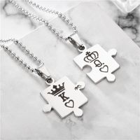 Fashion Fashion Ornament Stainless Steel Couple K Q Crown Necklace Set main image 2