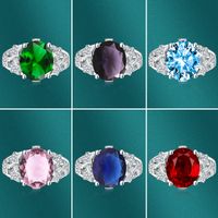 Fashion Simple Colored Gems Ring Fashion Banquet Copper Opening Ring main image 1