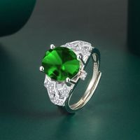 Fashion Simple Colored Gems Ring Fashion Banquet Copper Opening Ring main image 4