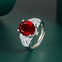 Fashion Simple Colored Gems Ring Fashion Banquet Copper Opening Ring main image 3