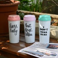 2022 New Letter Double Acrylic Coffee Cup Insulated Portable Water Cup main image 2
