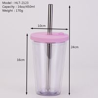 Fashion Transparent Double-layer Thickened Multi-color Plastic Cup main image 2