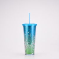 New Creative Double Plastic Straw Cup Gradient Color Large Capacity Cup sku image 2