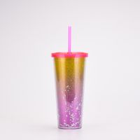 New Creative Double Plastic Straw Cup Gradient Color Large Capacity Cup sku image 5