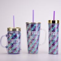 Double-layer Letter Straw Portable Large Capacity Plastic Cup main image 1