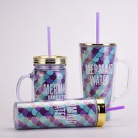 Double-layer Letter Straw Portable Large Capacity Plastic Cup main image 5