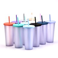 2022 New Double Plastic Straw Cup Outdoor Sports Cup main image 1