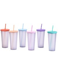 2022 New Double Plastic Straw Cup Outdoor Sports Cup main image 5