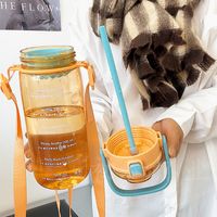 2050ml Large Capacity Summer Double Drink Cup With Straw Portable Plastic Water Bottle main image 5