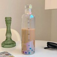 New Simple Time Scale Transparent Laser Color Glass Water Cup sku image 1
