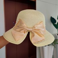 Summer New Korean Fashion Simple Hat Wild Shade Sunscreen Straw Hat Outdoor Travel Bow Beach Hat  Wholesale Nihaojewelry sku image 15