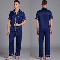 Men's Satin Pajamas Summer Short-sleeved Trousers Suit Thin Men's Home Wea Large Size Wholesale sku image 5