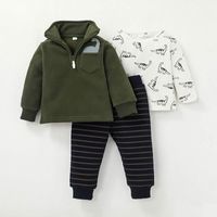 Fashion Printing Baby Cartoon Zipper Jacket Three-piece Children's Clothing sku image 6