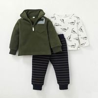 Fashion Printing Baby Cartoon Zipper Jacket Three-piece Children's Clothing sku image 7