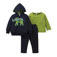 Fashion Printing Baby Cartoon Zipper Jacket Three-piece Children's Clothing sku image 10