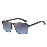 New Square Sunglasses Men's Fashion Metal Wood Grain Leg Sunglasses sku image 3