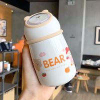 Korean Cute Mug Cartoon Bear Print Sequined Handle Portable Student Sports Mug sku image 3