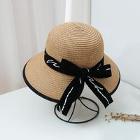 Summer New Korean Fashion Simple Hat Wild Shade Sunscreen Straw Hat Outdoor Travel Bow Beach Hat  Wholesale Nihaojewelry sku image 9