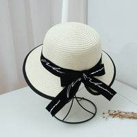 Summer New Korean Fashion Simple Hat Wild Shade Sunscreen Straw Hat Outdoor Travel Bow Beach Hat  Wholesale Nihaojewelry sku image 11