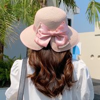 Summer New Korean Fashion Simple Hat Wild Shade Sunscreen Straw Hat Outdoor Travel Bow Beach Hat  Wholesale Nihaojewelry sku image 16