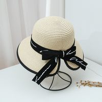 Summer New Korean Fashion Simple Hat Wild Shade Sunscreen Straw Hat Outdoor Travel Bow Beach Hat  Wholesale Nihaojewelry sku image 10