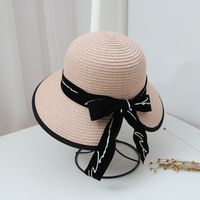 Summer New Korean Fashion Simple Hat Wild Shade Sunscreen Straw Hat Outdoor Travel Bow Beach Hat  Wholesale Nihaojewelry sku image 12