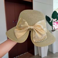 Summer New Korean Fashion Simple Hat Wild Shade Sunscreen Straw Hat Outdoor Travel Bow Beach Hat  Wholesale Nihaojewelry sku image 14