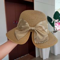 Summer New Korean Fashion Simple Hat Wild Shade Sunscreen Straw Hat Outdoor Travel Bow Beach Hat  Wholesale Nihaojewelry sku image 13