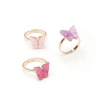 Fashion Multi-color Butterfly-shaped Adjustable Open Rings Three-piece Set Wholesale sku image 2