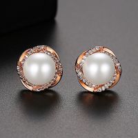 Stud Earrings Fashion New Women&#39;s Pearl Copper Zirconium Stud Earrings S925 Silver Earrings sku image 4