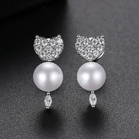 Pendiente Moda Coreana Dulce Banquete Lady Pearl Love Pendientes Al Por Mayor sku image 2