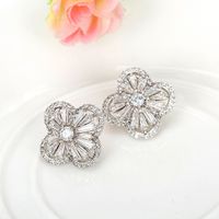 Korean Version Of The Popular Four-leaf Aaa Zircon Earrings Nhtm136898 sku image 3