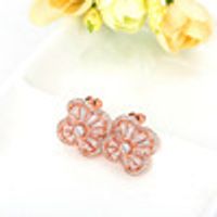 Korean Version Of The Popular Four-leaf Aaa Zircon Earrings Nhtm136898 sku image 4