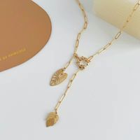 Leaf Stainless Steel Pendant Necklace Hollow Women's Chain Necklace sku image 3