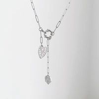 Leaf Stainless Steel Pendant Necklace Hollow Women's Chain Necklace sku image 1