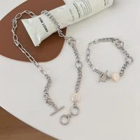Perle Titane Acier Bracelet En Métal Or Blanc Plaqué En Gros main image 3