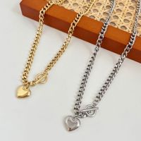 Métal Géométrie Amour Pendentif Clavicule Chaîne Ot Boucle Hip Hop Disco Peach Coeur Collier main image 6