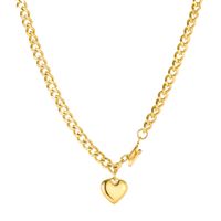 Metal Geometry Love Pendant Clavicle Chain Ot Buckle Hip Hop Disco Peach Heart Necklace main image 5
