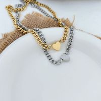 Hip Hop Necklace Punk Heart Stainless Steel Clavicle Chain sku image 2