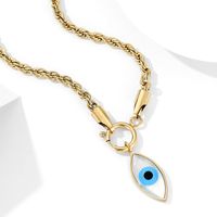 Geometric Hemp Flowers Chain Devil's Eye Necklace Set Stainless Steel Twist Metal Necklace sku image 3