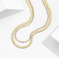 Fashion Snake Bone Chain Double-layer Stainless Steel Necklace main image 4