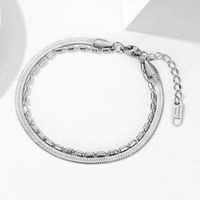 Fashion Snake Bone Chain Double-layer Stainless Steel Necklace main image 3