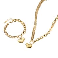 Fashion Women's Necklace Love Heart Romantic Necklace Gold Gorgeous Necklace Set main image 2