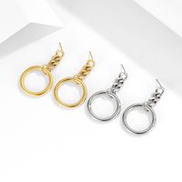 Simple Geometric Circle Pendant Stainless Steel Earrings main image 4