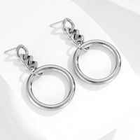 Simple Geometric Circle Pendant Stainless Steel Earrings sku image 2