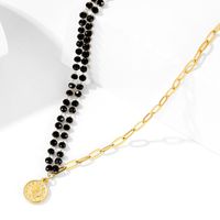 Fashion Beaded Stitching Chain Titanium Steel Pearl Necklace sku image 1
