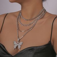 Multi-layer Butterfly Full Diamond Necklace main image 5