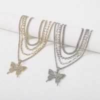 Multi-layer Butterfly Full Diamond Necklace main image 3